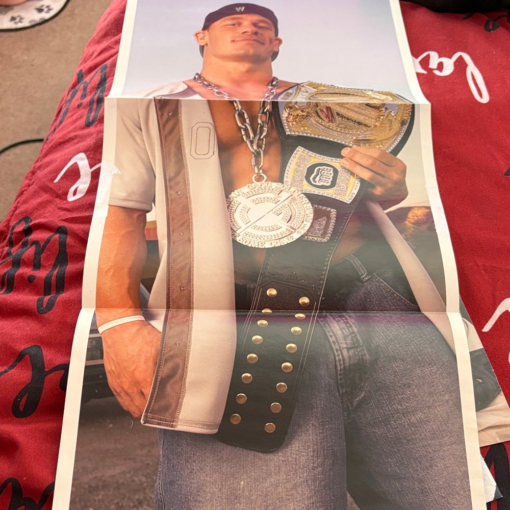 WWE Poster with Championship Belt and Chain